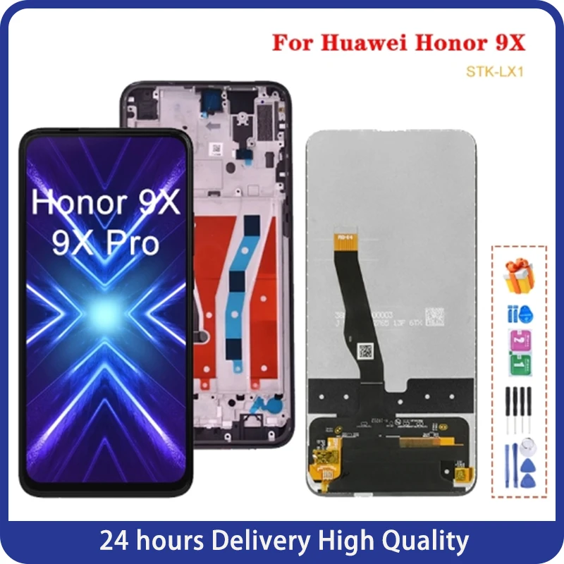 6.59'' LCD For Honor 9X premium global edition STK-LX1 STK-L22 LCD Display Touch Screen Digitizer Assembly+Frame