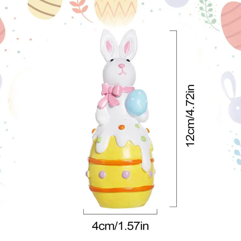 Happy Easter Decoration Colorful Easter Bunny With Egg Statue Resin Funny Table Rabbit Ornaments For Desktop, Shelf, Fireplace