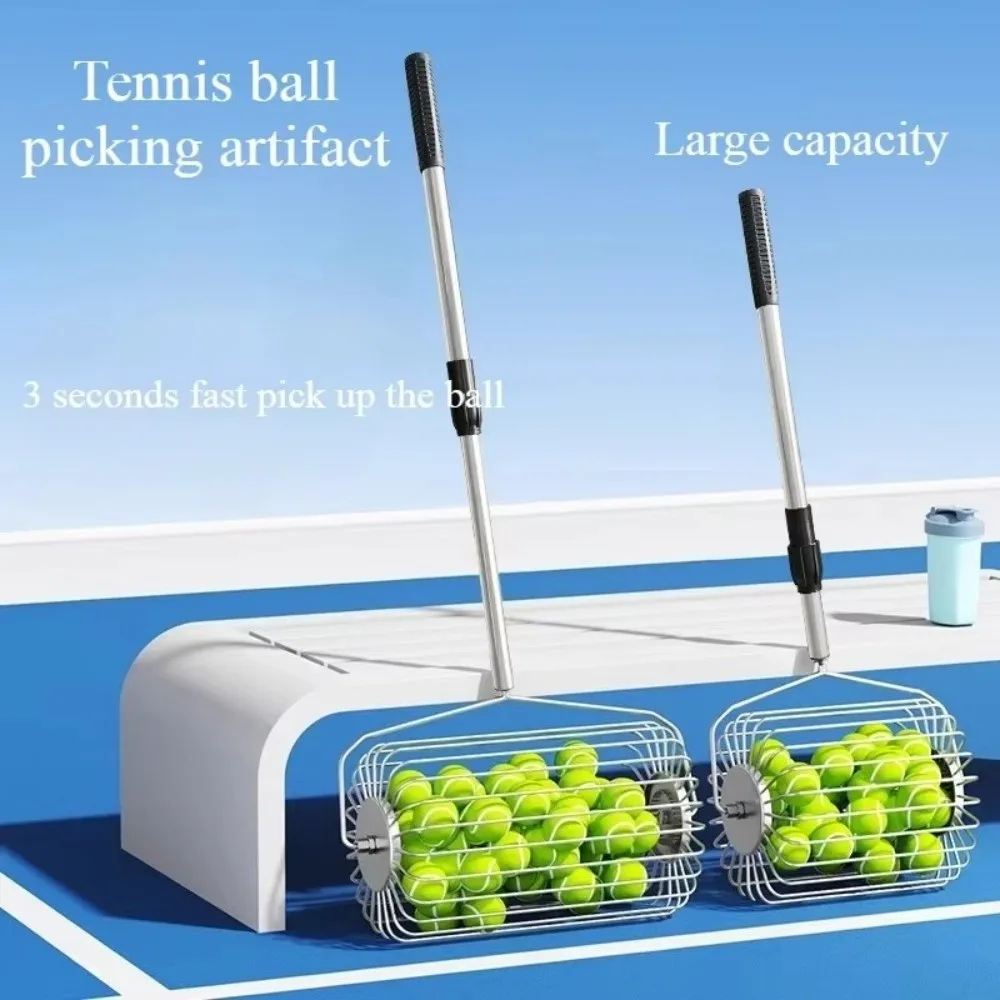 ramasseur-de-balles-de-tennis-telescopique-en-acier-inoxydable-grande-capacite-outil-de-recuperation-de-balles-portable-economise-l'effort-collecteur-de-balles-de-tennis