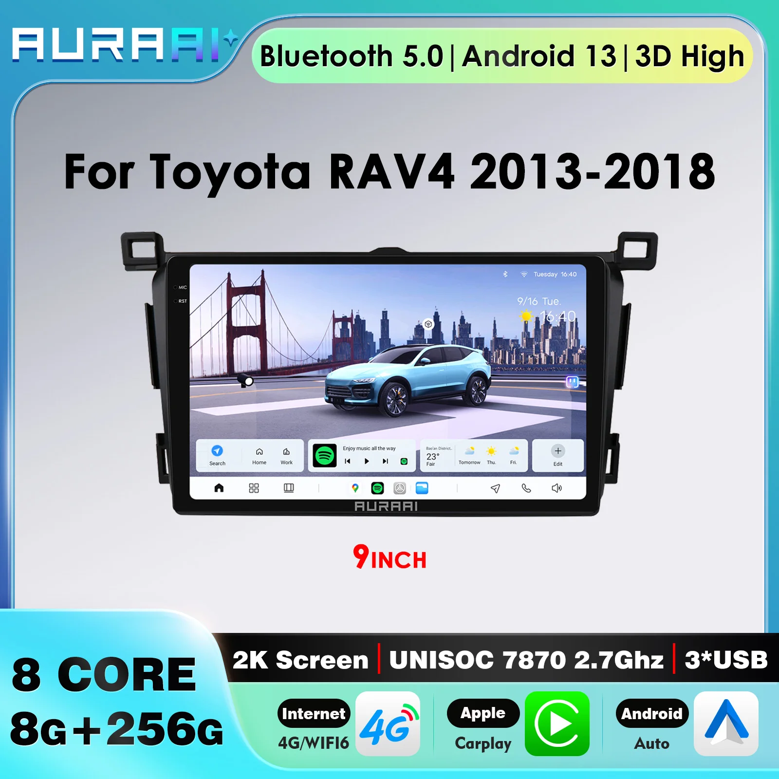 Octa Core 7870 Android Auto Radio For Toyota RAV4 2013 - 2018 Car Intelligent Systems Navi GPS Multimedia Video Player Carplay