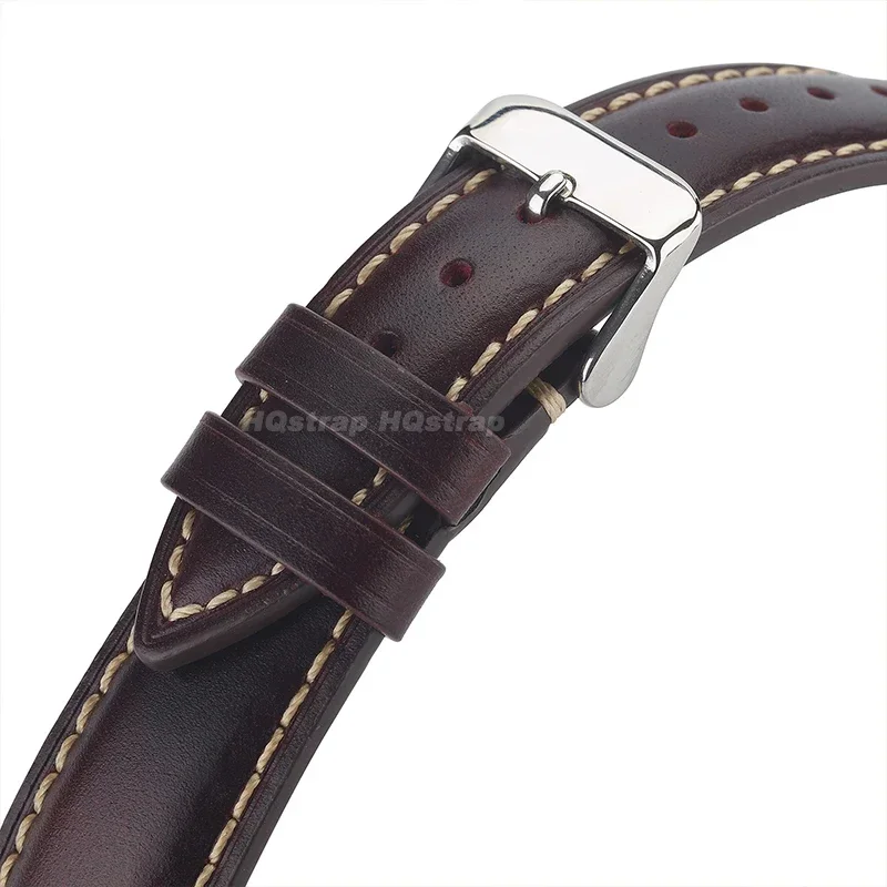 천연 가죽 스트랩 오일 왁스 밴드 퀵릴리즈 팔찌, 부드러운 스포츠 방수 범용 손목 밴드, 18mm, 19mm, 20mm, 21mm, 22mm