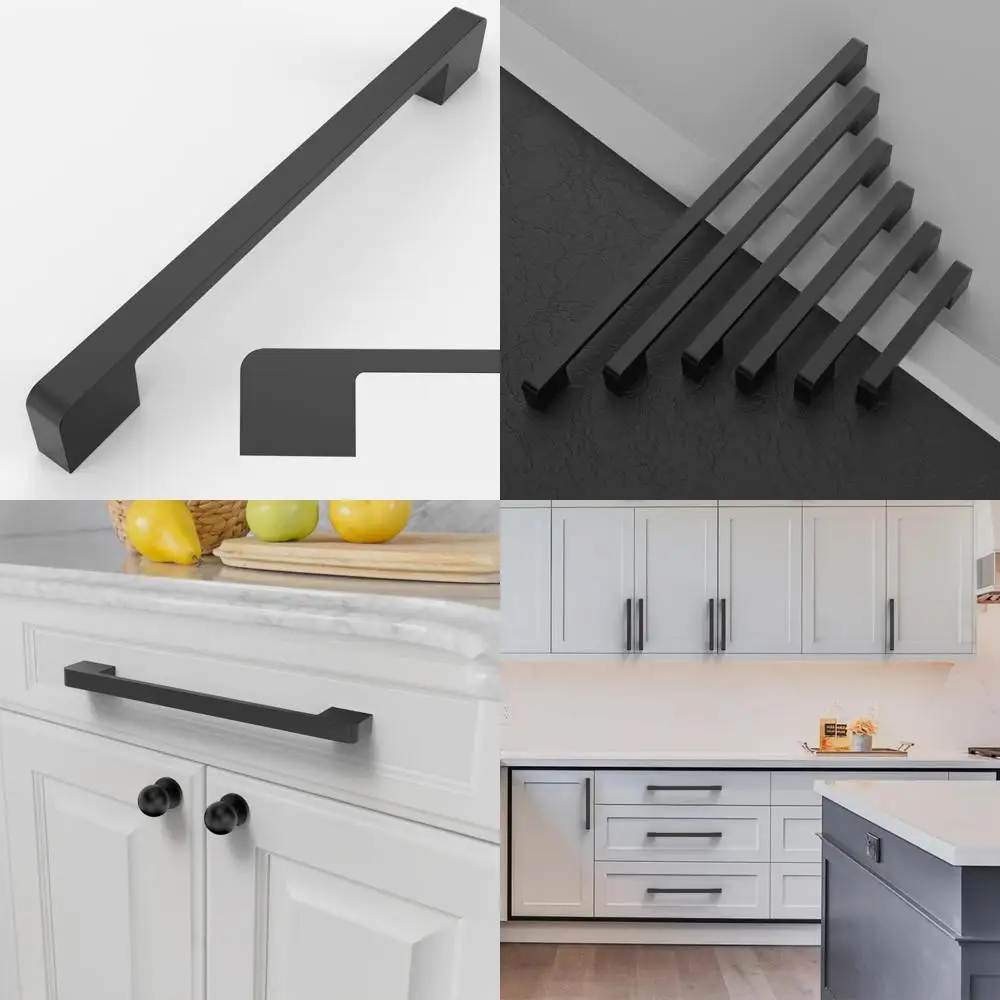 

Матовый черный, 10 шт., 7,5-дюймовые ручки для кухонного шкафа с центральными отверстиями 192 мм, современная фурнитура для ручек шкафа