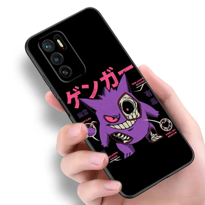 Capa de telefone de silicone preta Pokémon Gengar, Xiaomi Redmi Note 10, 11S, 12, 13 Pro, 4G Plus, 11T, 5G, 10S, 12S