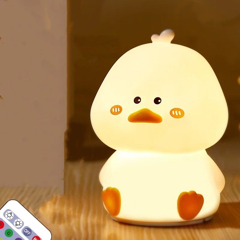 Modern minimalist style LED night light creative cartoon cute duck doll baby animal rechargeable silicone night light