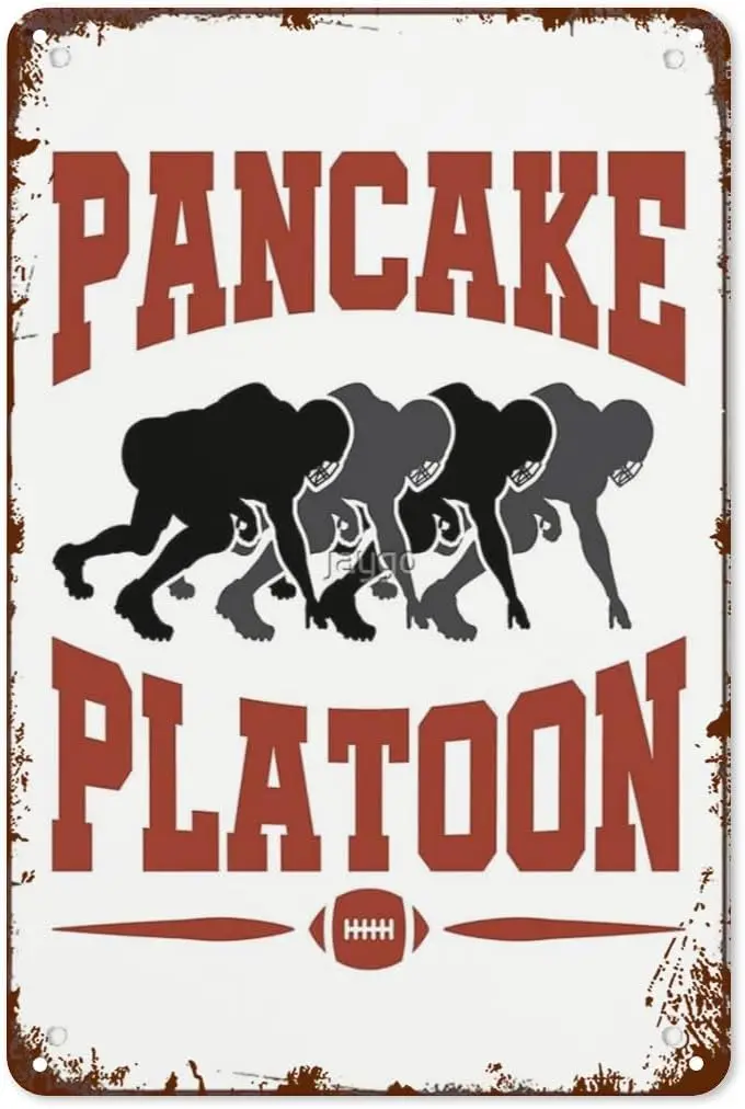 wall decor living room Pancake Platoon Football Offensive Lines retro sign Cute Tin for Indoor Decor,Funny &
