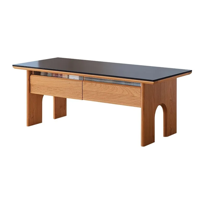 

coffee table household solid wood rock slab tea table rectangular cherry wood living room dining table simple small coff