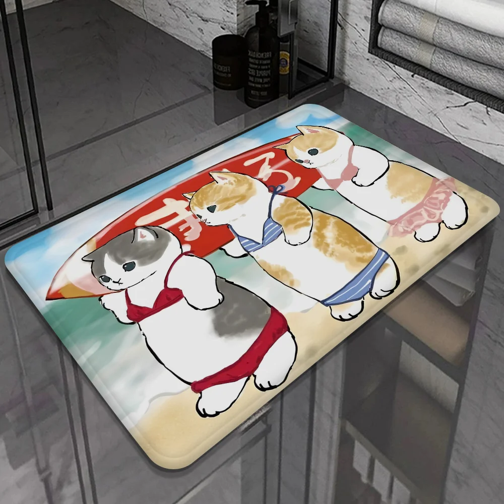 Funny Anime Cat Bathroom Mat INS Style Soft Bedroom Floor House Laundry Room Mat Anti-skid Welcome Doormat