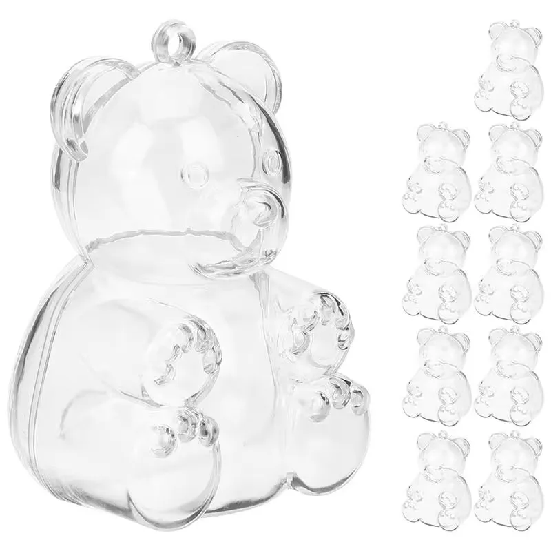 

12pcs Clear Bear Shape Gift Box Plastic Jewelry Candy Storage Container Baby Shower Favors Wedding Birthday Party Christmas Gift