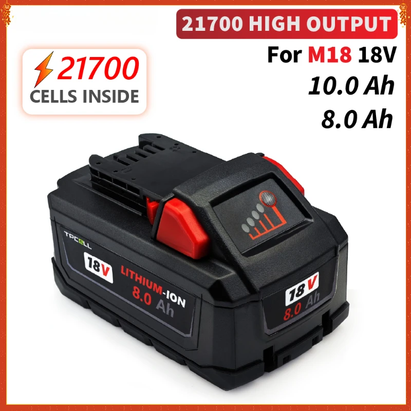 

8Ah pro for Milwaukee M18 Batteries 21700 Tabless Cells High Output Rechargeable Lithium ION 18V Battery Rechargeable Batteries