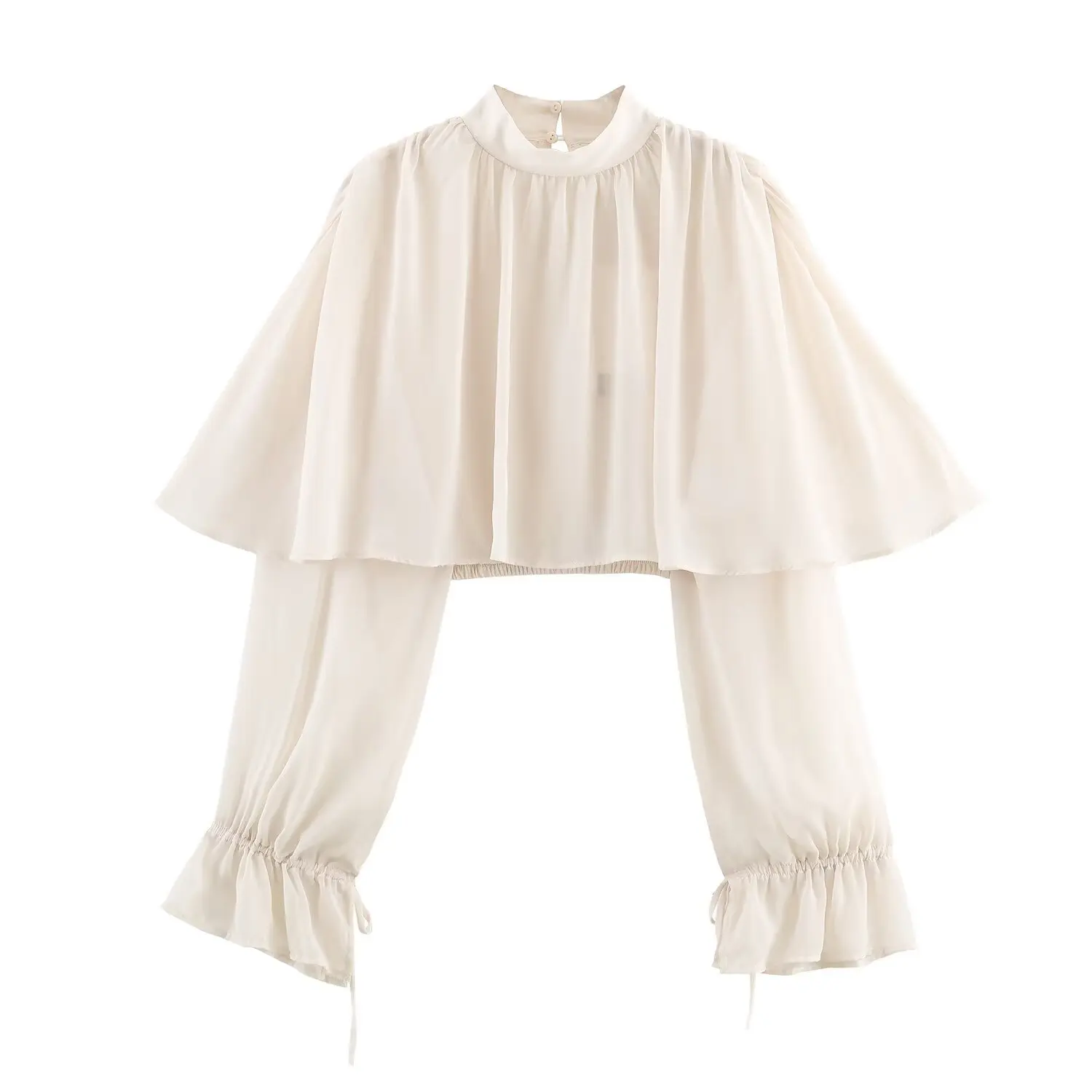 

DiYiG WOMAN 2025 Winter New Fashion Laminated Decorative Shirt Chic Collar All-match Horn Sleeve Top Mujer