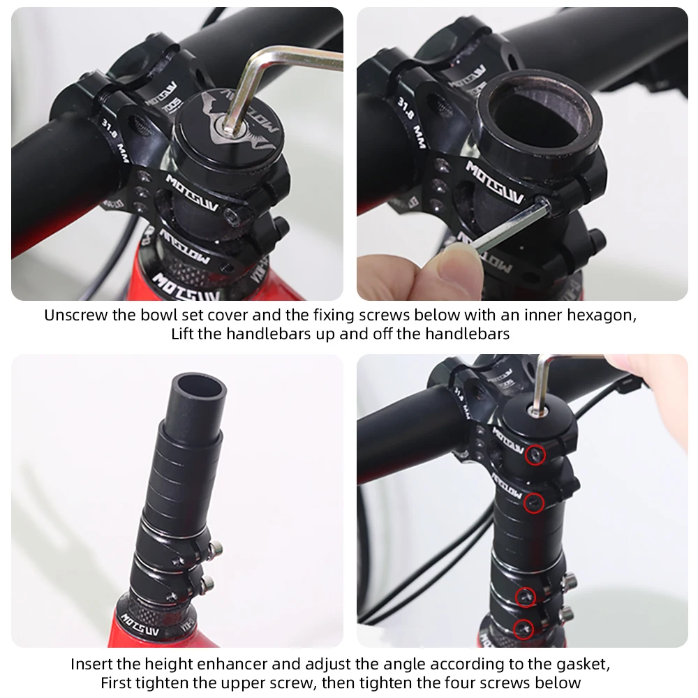 MOTSUV Bicycle Height Increase Fork Rod Extender Bike DIY 28.6mm Handle Rise 115/130/180/210mm Free Adjustment Adapter Parts NEW