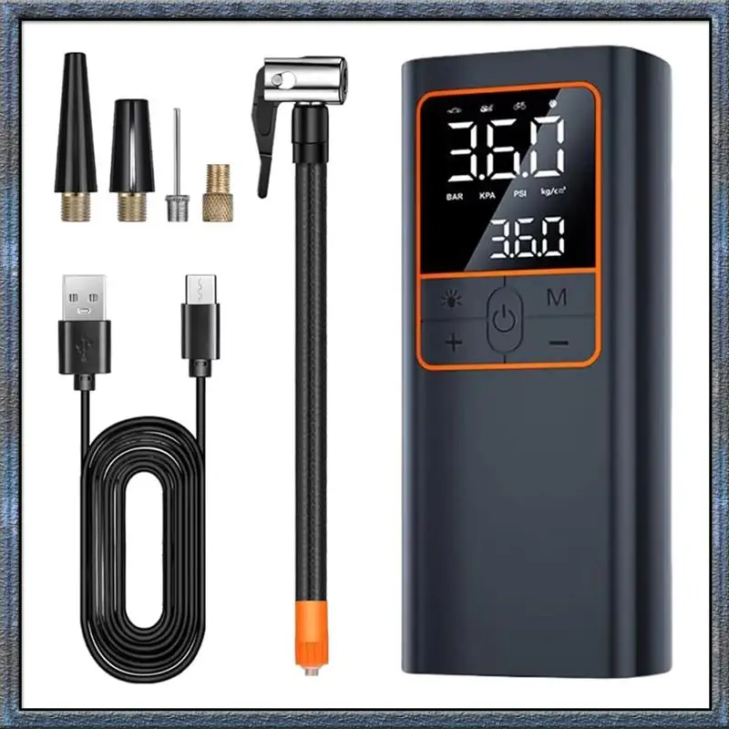 

Уг. Беспроводной воздушный компрессор для накачивания шин, портативный насос с точным двойным ЖК-дисплеем и светодиодной подсветкой для автомобиля/мотоцикла