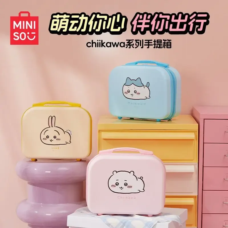 MINISO Chiikawa Series Cartoon Suitcase 2024 Anime Kawaii Hachiware Usagi Student Cute and Convenient Small Travel Suitcase Gift