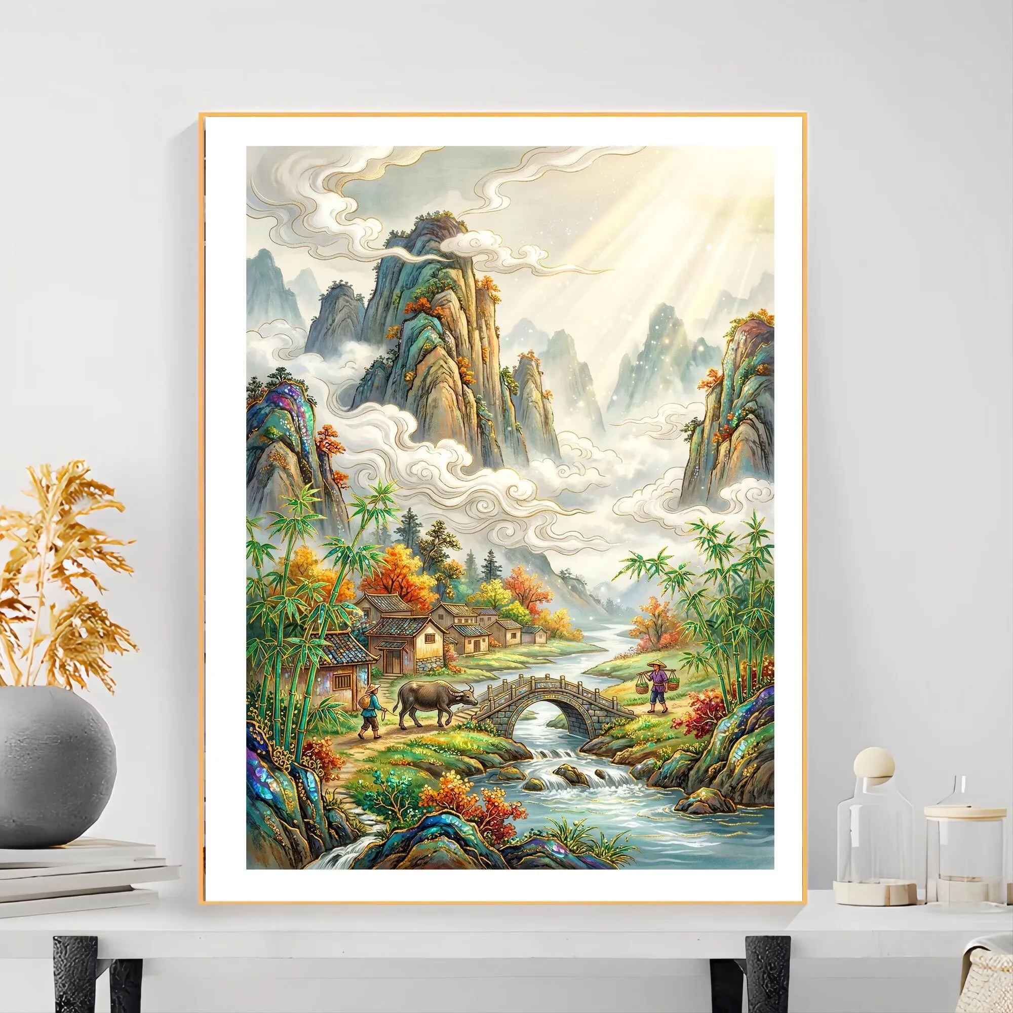 

Countryside 9CT 11CT Embroidery DIY Chinese Style Printed Kits Cross Stitch Thread Needlework Sets Home Decor Crafts