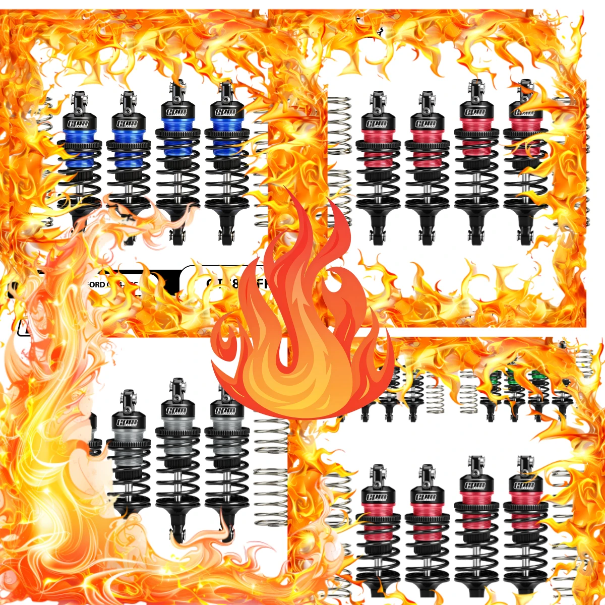GPM 6061 ALLOY FRONT (58MM)+REAR (60MM) OIL FILLED ULTRA SHOCKS FOR TRAXXAS 1/10 FORD GT 4-TEC 2.0/3.0 / Ford Mustang GT / Toyot