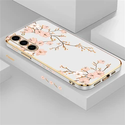 S24 Luxury Plating Silicone Phone Case For Samsung Galaxy S23 Ultra S22 Plus S23 FE S20 S21 S10 Soft Shockproof Cover