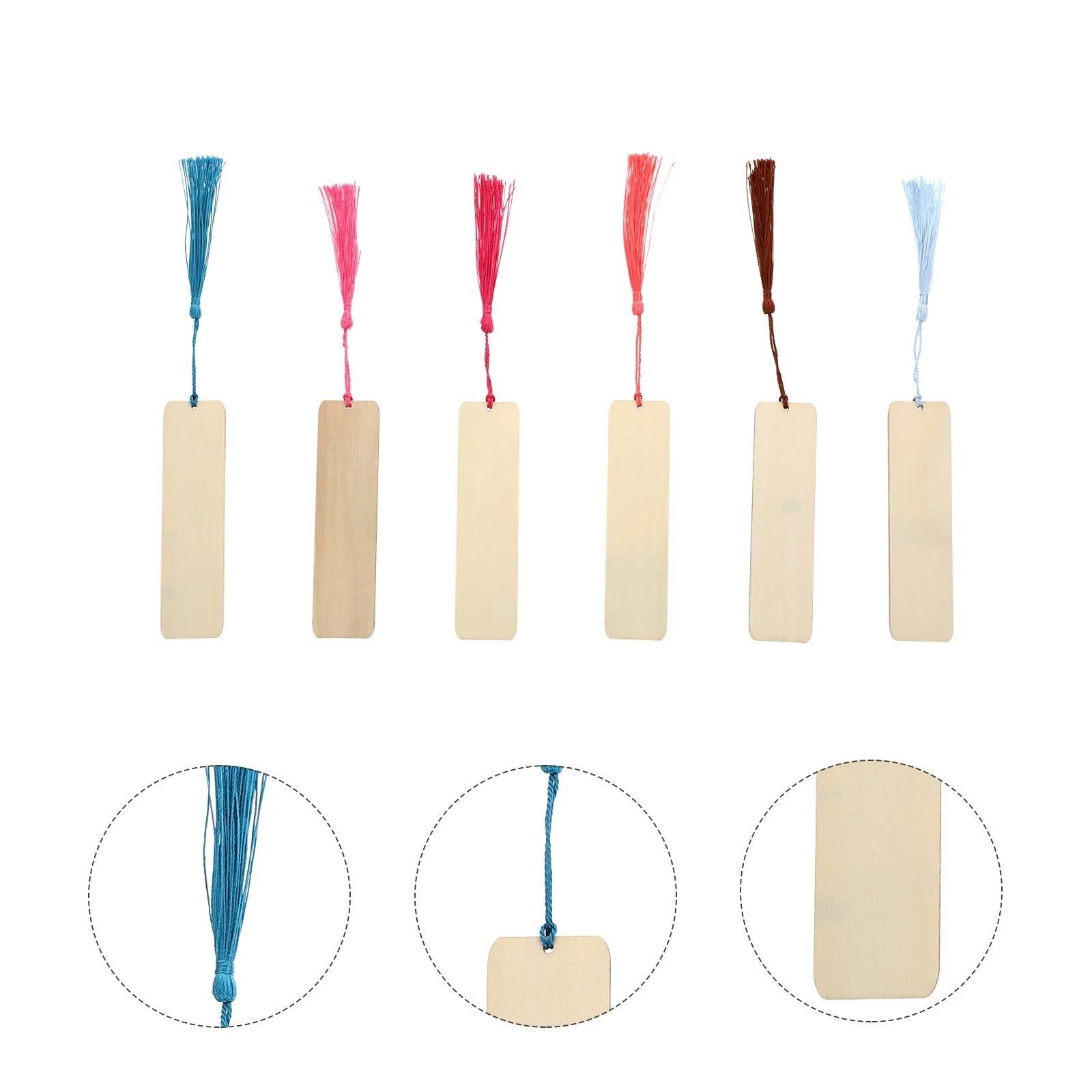 1Set Wooden Bookmark Blank DIY Delicate Tassels Craft Supplies Graffiti Painting for Reading Gift Creative Page Markers