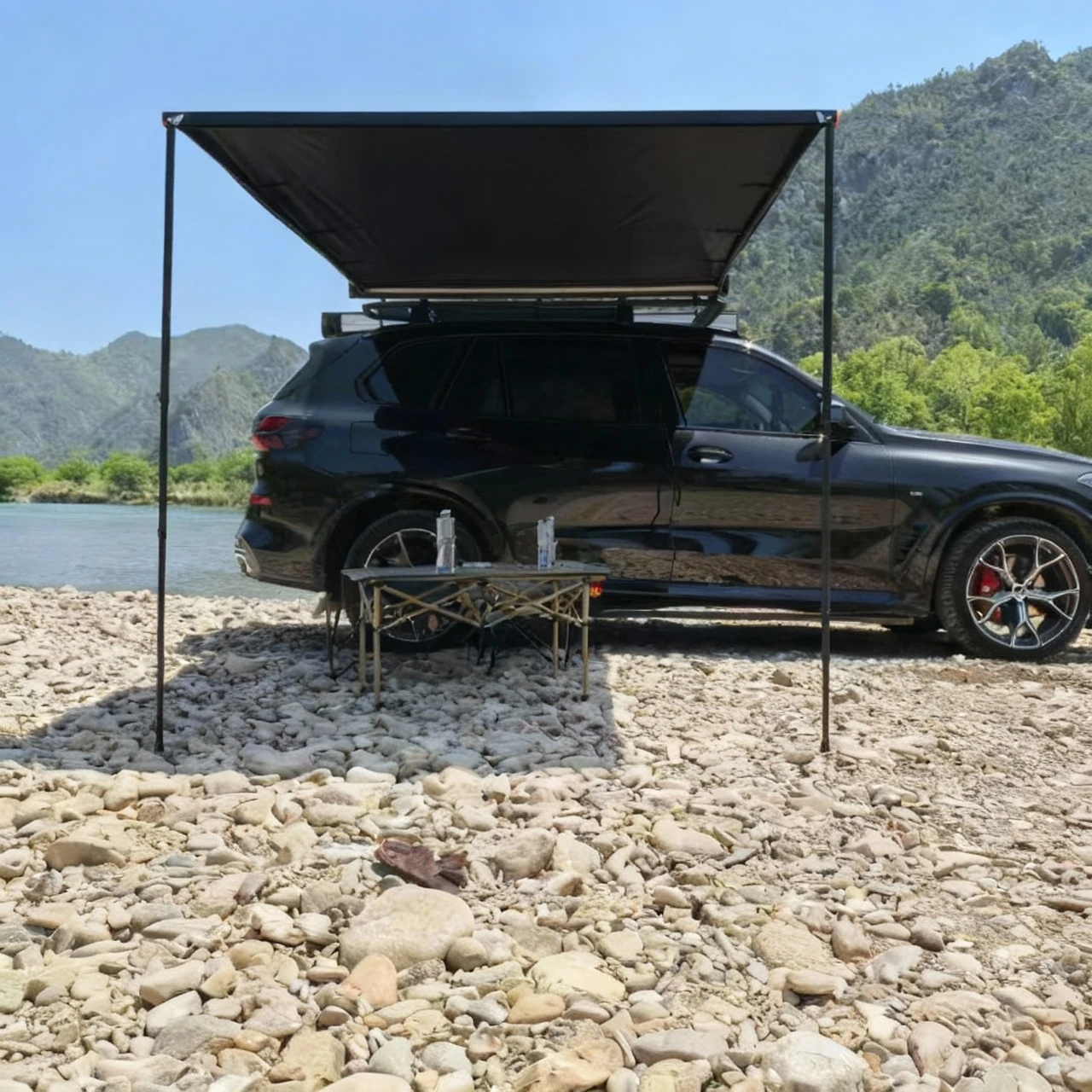 Waterproof Outdoor Aluminum Camping Tent with Free Standing Roof Oxford Fabric Straight Bracing Type for Car Side Side Awning