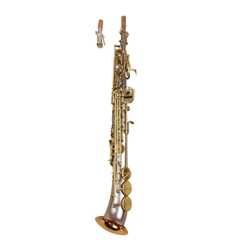 High Grade Brush Nickel Semi Curved Bell soprano Saxophone