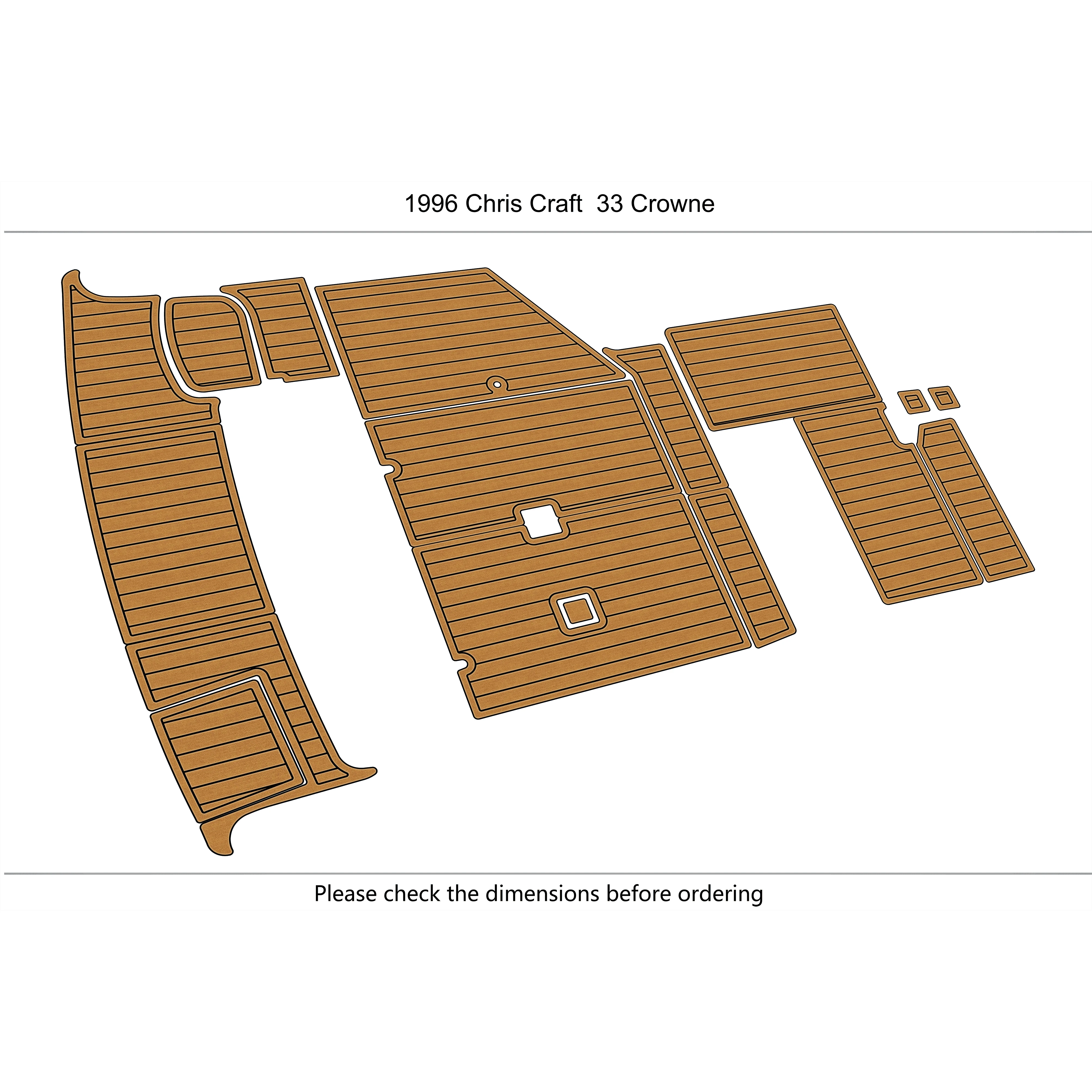 Self-Adhesive faux Teak EVA Marine Mat-1996 Chris Craft  33 Crowne 6mm (1/4
