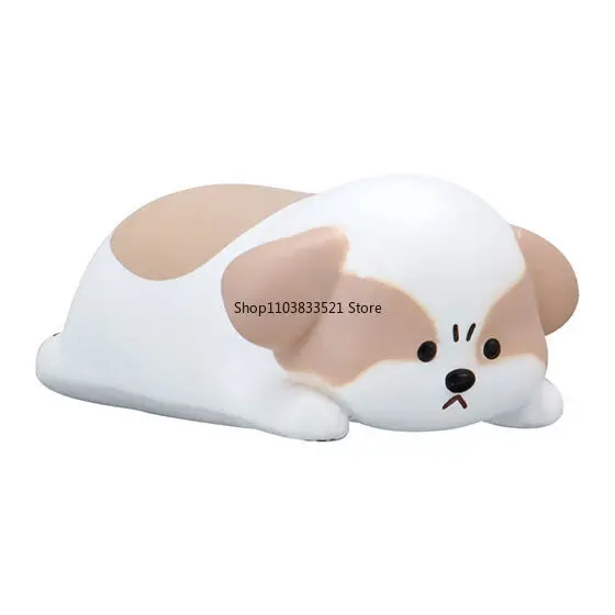Original anime irritado bonito animal de estimação gashapon brinquedos shiba inu corgi fronteira collie figuras de ação modelo ornamentos desktop presente surpresa