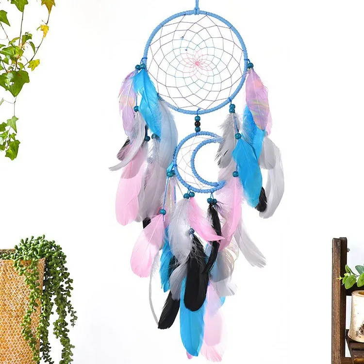 European Style Dream Catcher, Handwoven Feather & Tassel Wall Art, Elegant Wind Chime for Home, Tassel Macrame Decor