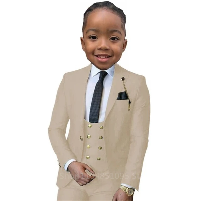 

Детский костюм-тройка цвета хаки для мальчиков: пиджак, жилет, брюки. Нарядный комплект для свадьбы, вечеринки, выступлений, фотосессий.