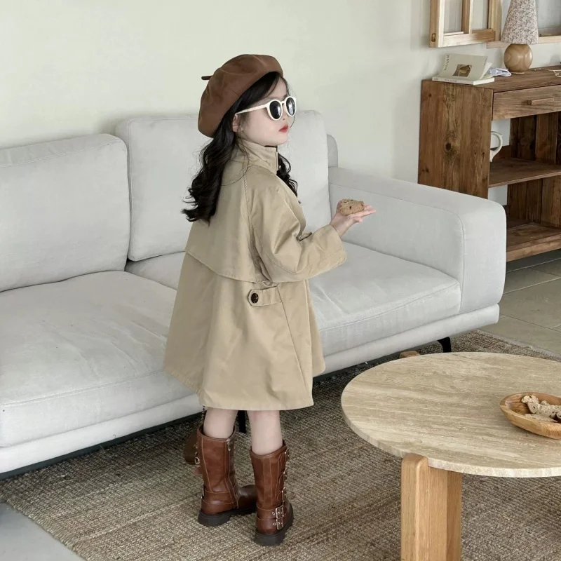 Girls Coat Windbreak Jacket Cotton Outwear 2026 Vintage Spring Autumn Outdoor Kids Windproof  Children's Clothing
