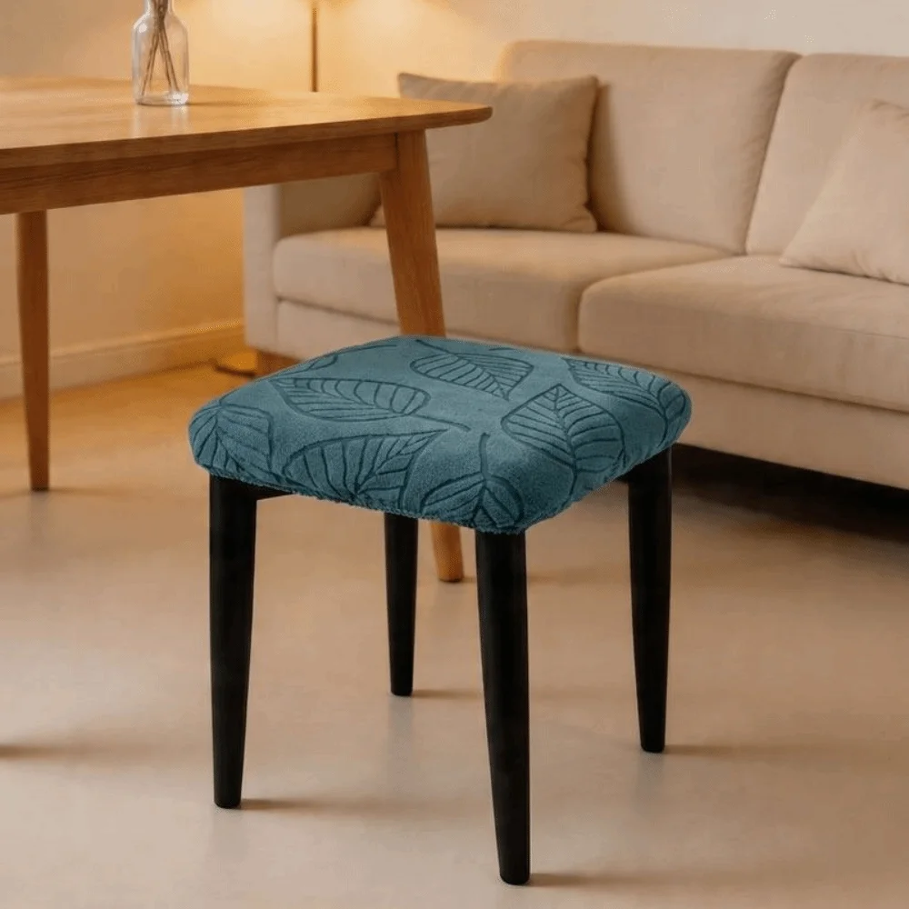 Solid Color Chair Seat Cover Leaf Waterproof Stool Cover Square Shape Removable Table Chair Cover for Square Chairs