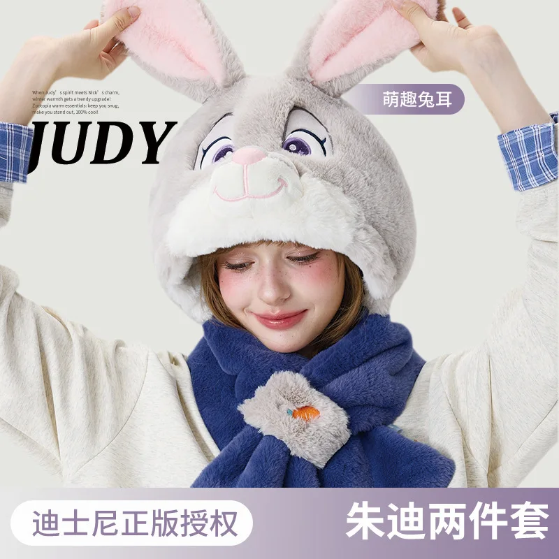 ديزني زوتوبيا نيك جودي واقية ثلاثية الأبعاد غطاء الأذن الشتاء تقليد فرو الأرنب مع المخملية السميكة الاطفال هدية الكريسماس