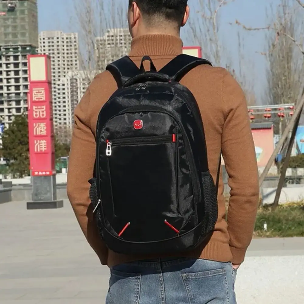 Large-capacity Student School Bag Casual Solid Color Backpack Material Oxford Men New Backpack Multi-functional Simple Bag