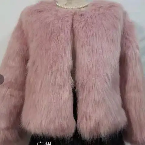 Street Wear Fashionable Open Stitch Cropped Faux Fur Coat Women Winter 2024 New Hot Cool Girls Fluffy Short  Jacket T977