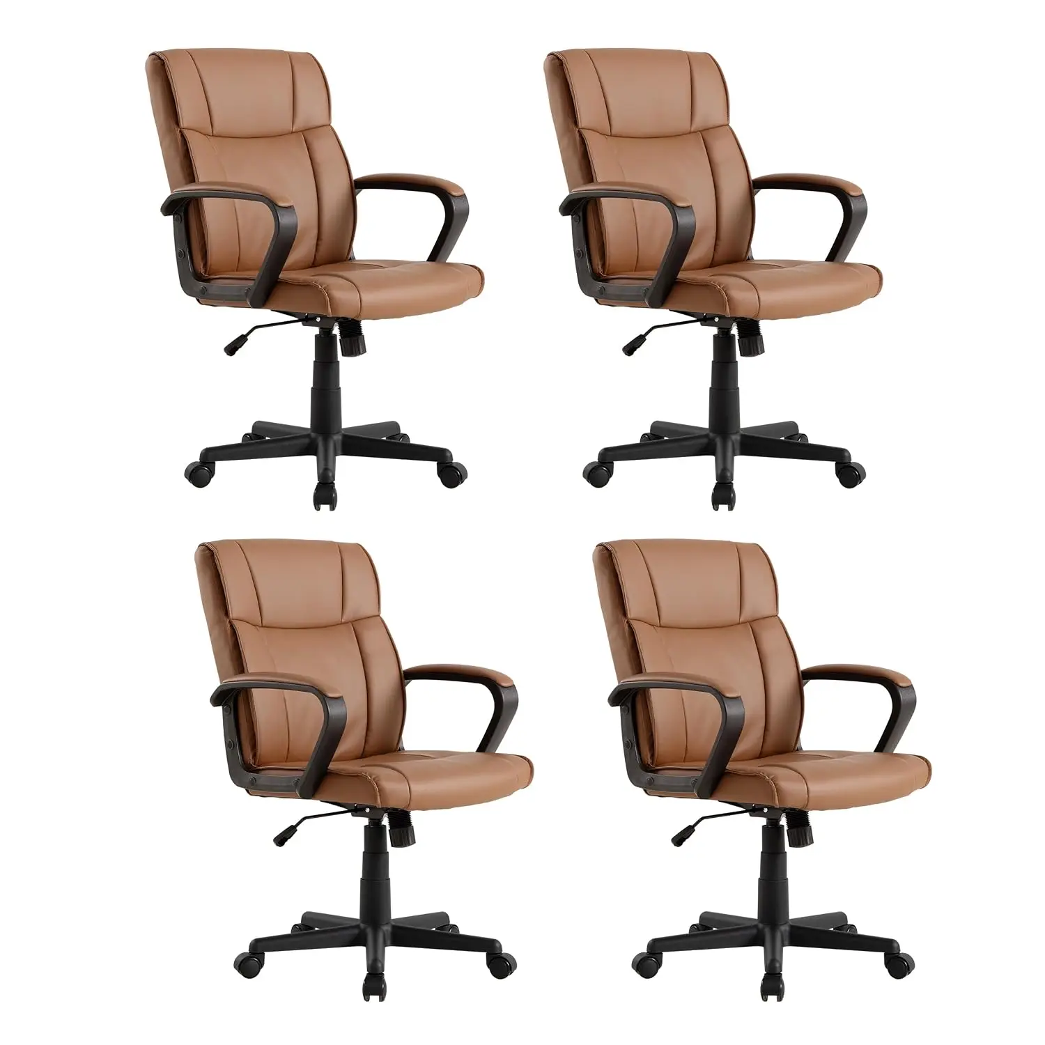 Ergonomic Office Chair Set of 4 PU Leather Swivel Conference Chair Adjustable Height Armrests Wheels Home Task, Customized