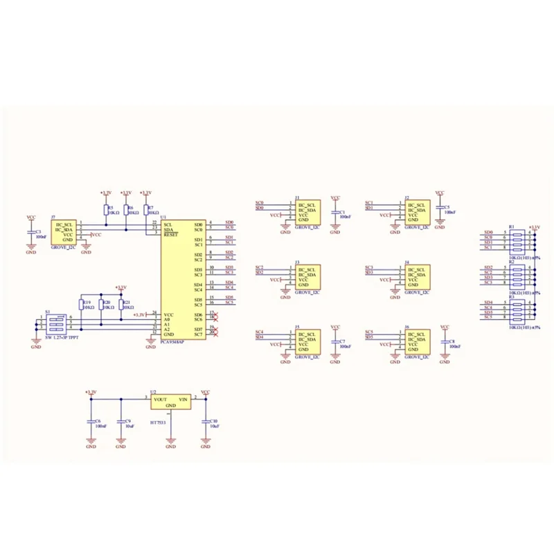 

Превосходный блок Pahub V2.1, мультиплексор I2C, комплект разработки Iot, шина I2C, встроенный коммутатор расширения 1 в 6, PCA9548AP