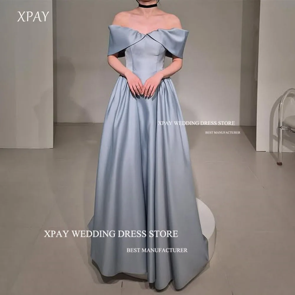 

XPAY Princess Off the Shoulder Korea Wedding Party Dresses Photo shoot Bow Corset Floor-Length Evening Gowns Party Customized