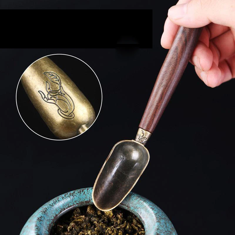 Vintage Ebony Tea Spoon Metal/Solid Wood Handle Retro Creative Tea Shovel Tea KongFu Tea Ceremony Accessories Teaspoon Gift