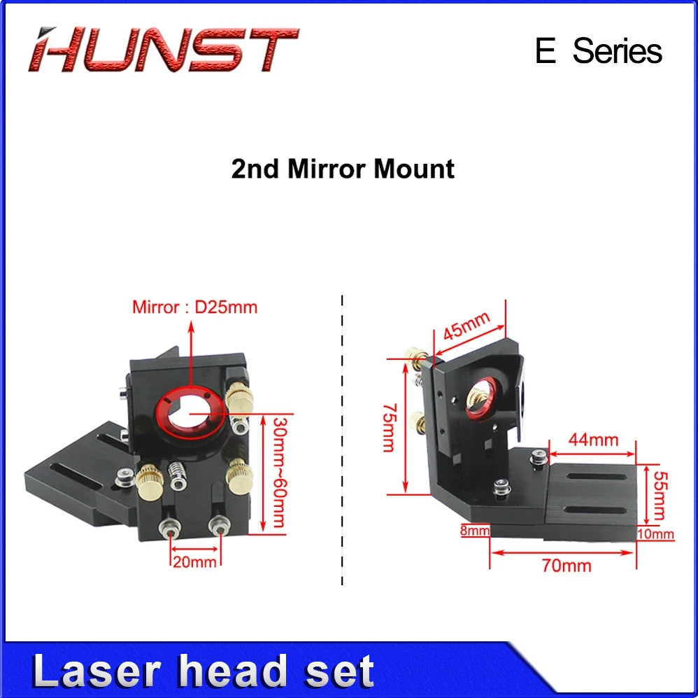 Hunst-CO2 Laser Cabeça Set para Máquina de Corte Gravura, Série E com Lente Diâmetro 20mm, FL50.8, 63.5, 101.6, Espelho 25mm