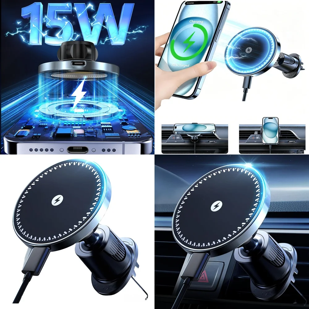 Trending Chargers Adapters 2026 New Magnetic Wireless Car Charger Air Vent Car Phone Holder Consumer Electronics Accessories