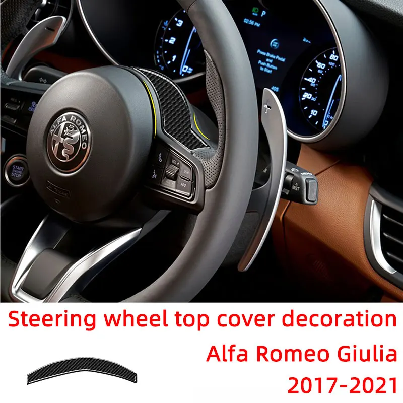 Steering Wheel Cover Top Decoration Strips Carbon Fiber Car Stickers For Alfa Romeo Giulia 2017-2021 Interior Accessories