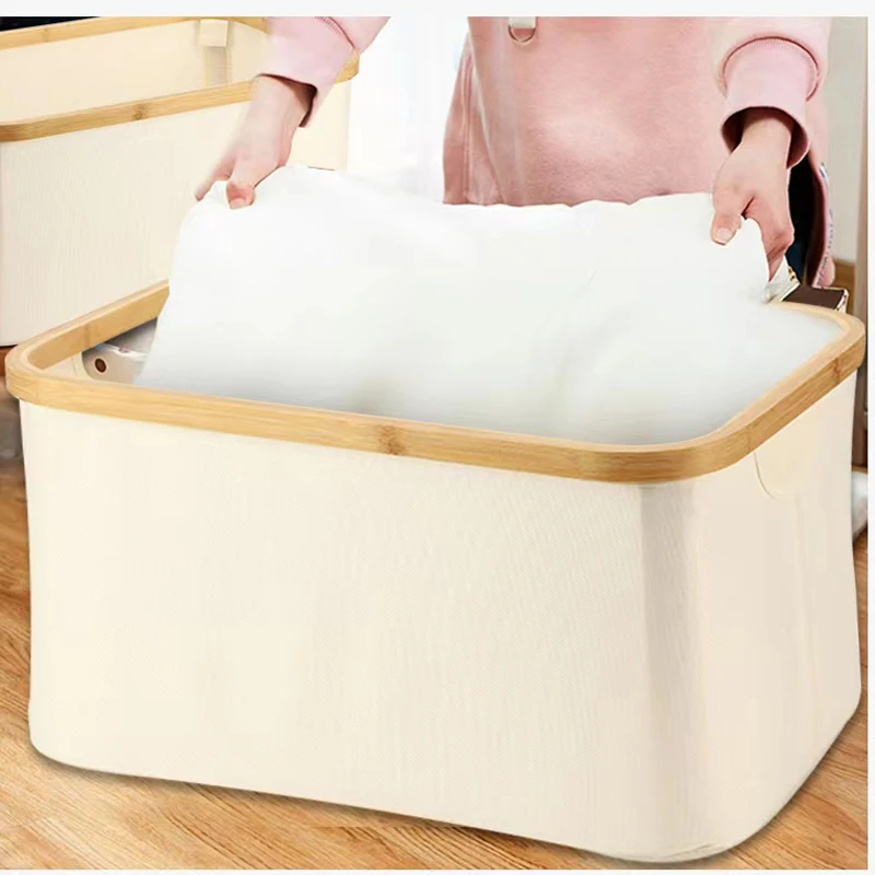 Laundry Basket with lid Large Bamboo Dirty Clothes Hamper with Handle Waterproof fold Laundry Hamper cloth toys Storage basket