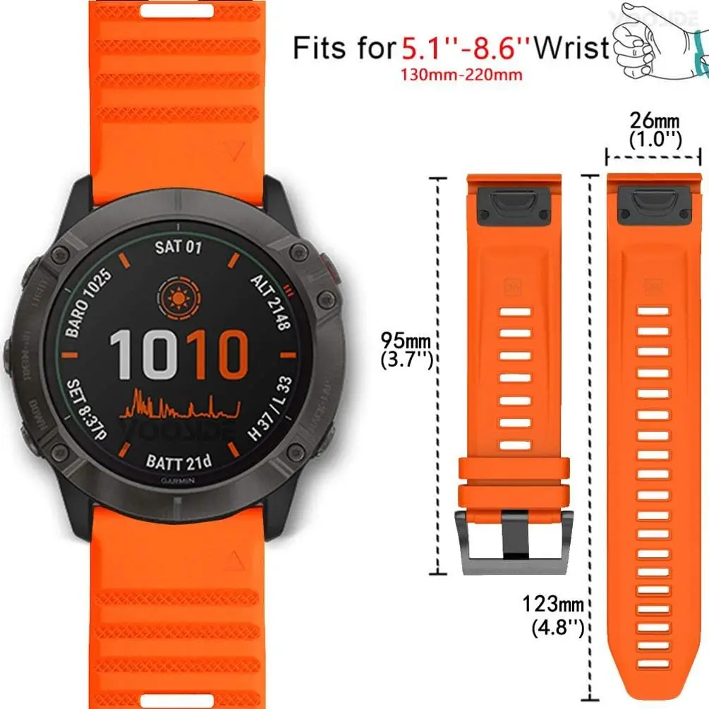 حزام سيليكون رسمي 22/26 مللي متر لساعة Garmin Fenix 8 E 7X 7 6X 6/Foreunner 970 965/Instinct 3/Quatix 8 7 6 3 QuickFit