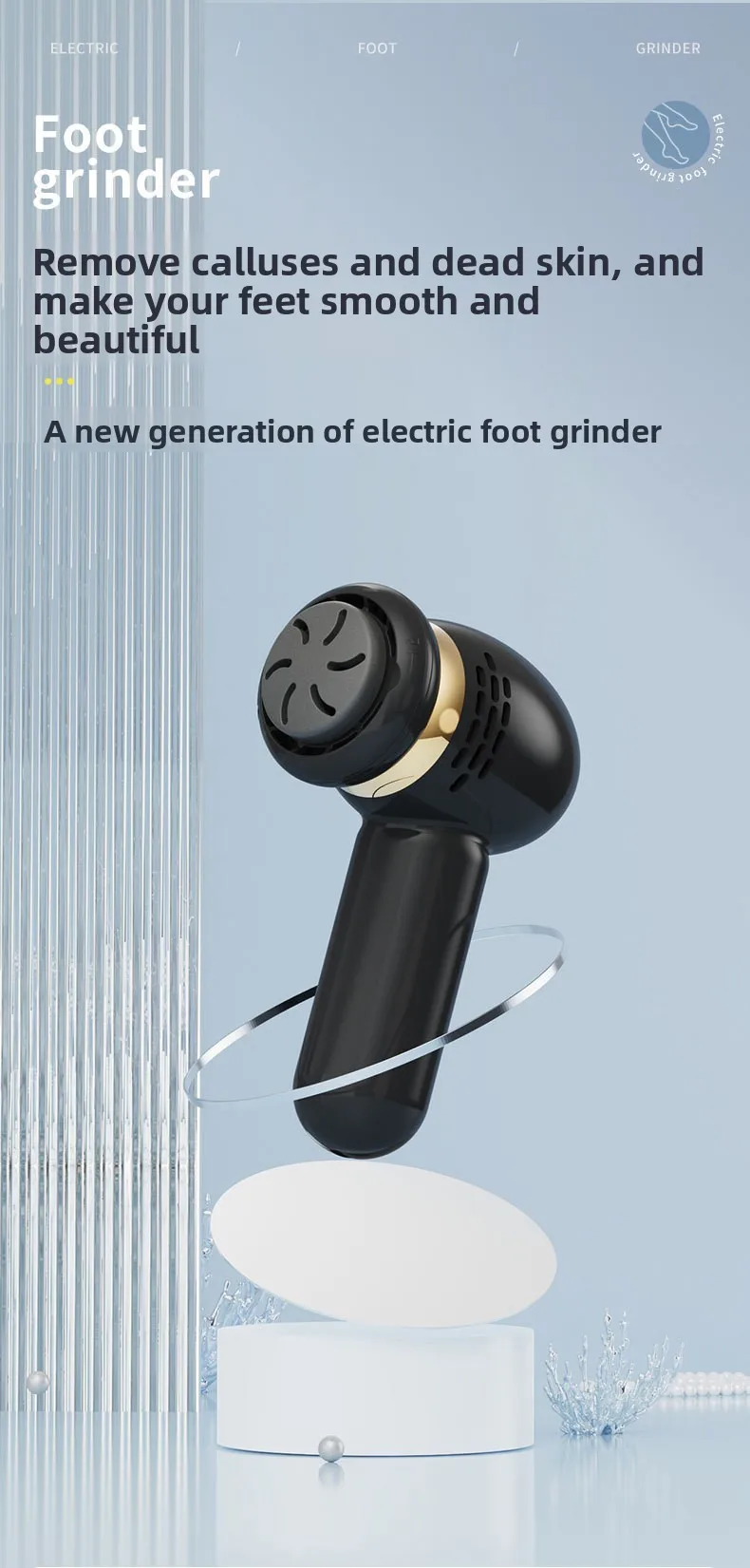 

Электрическая шлифовальная машинка для ног, автоматическая беспроводная машина для удаления омертвевшей кожи, мозолей, трещин, твердой потрескавшейся кожи, инструмент для педикюра, водонепроницаемый очиститель для ног