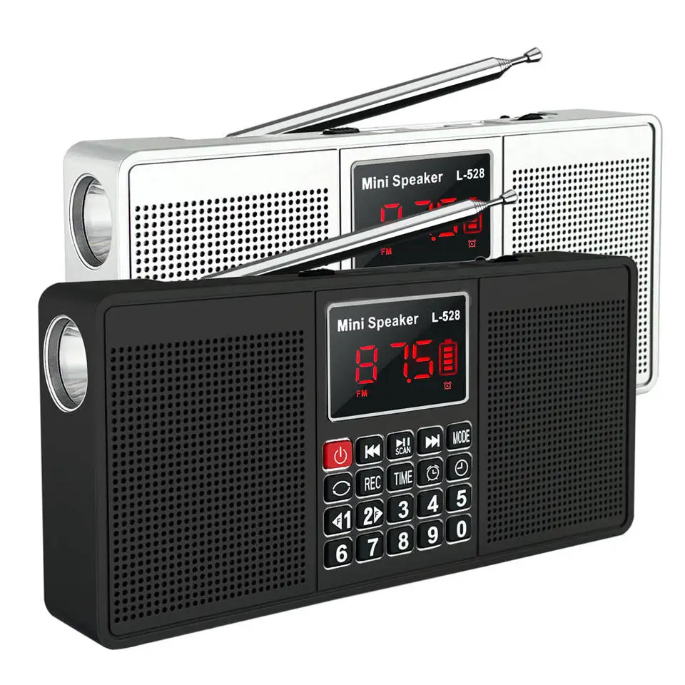 EONKO L-528 Multi Function Stereo Radio with Bluetooth TF USB FM AM AUX Handsfree Flashlight Recorder Clock Alarm Type C