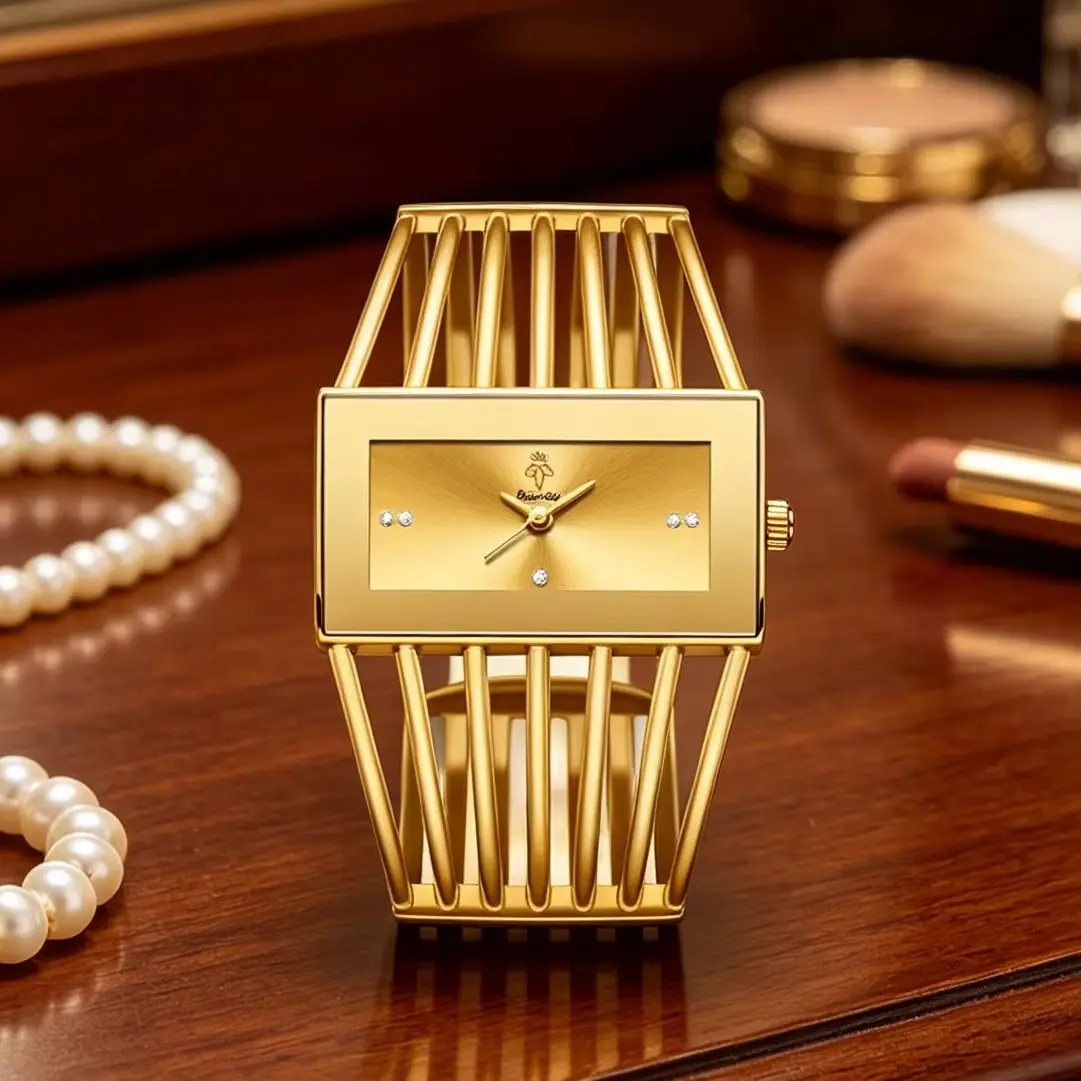 YaLaLuSi Ladies Fashion Watch, Gold Tone Hollow Bangle Wristwatch, Waterproof Sports Quartz Watch for Women, Elegant Statement Dress Watch, Free Shipping