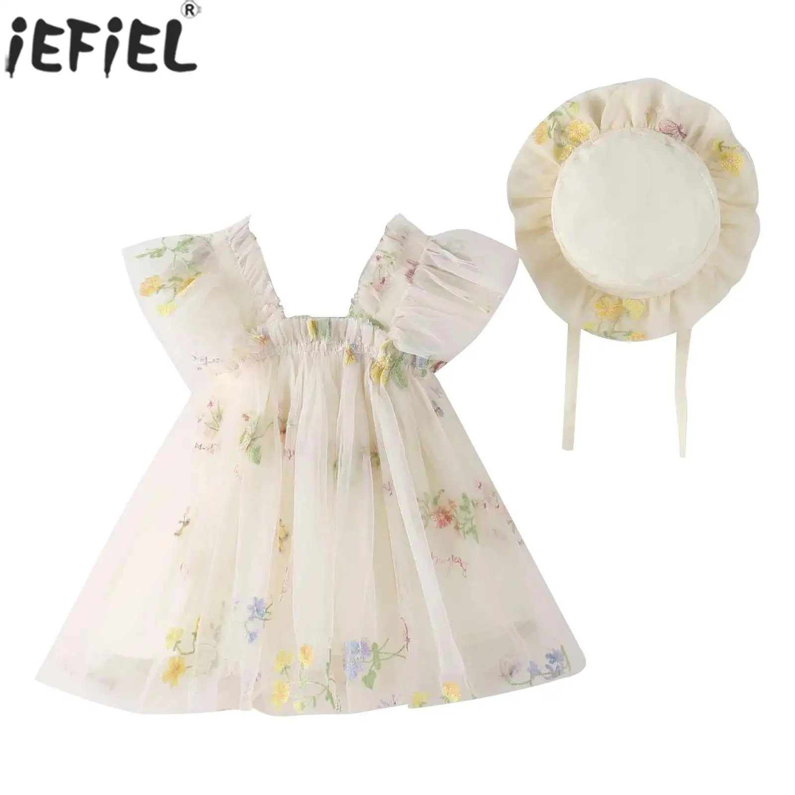 

Детский милый сарафан в стиле бохо для девочек, летнее платье-пачка принцессы без рукавов с цветами и шляпой, пляжная праздничная одежда для дня рождения