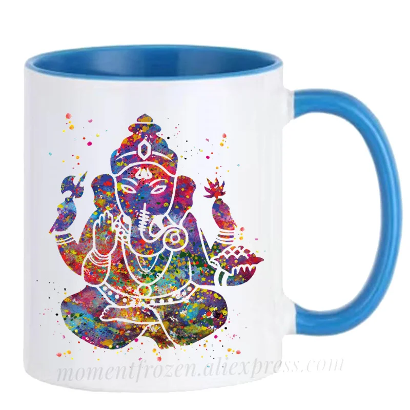 Lord Ganesha Cups Namaste Lotus Yoga Buddhist Buddhism Buddha Mugs Wisdom God Ganesh Coffeeware Ganapati Tea Drinkware Godfather