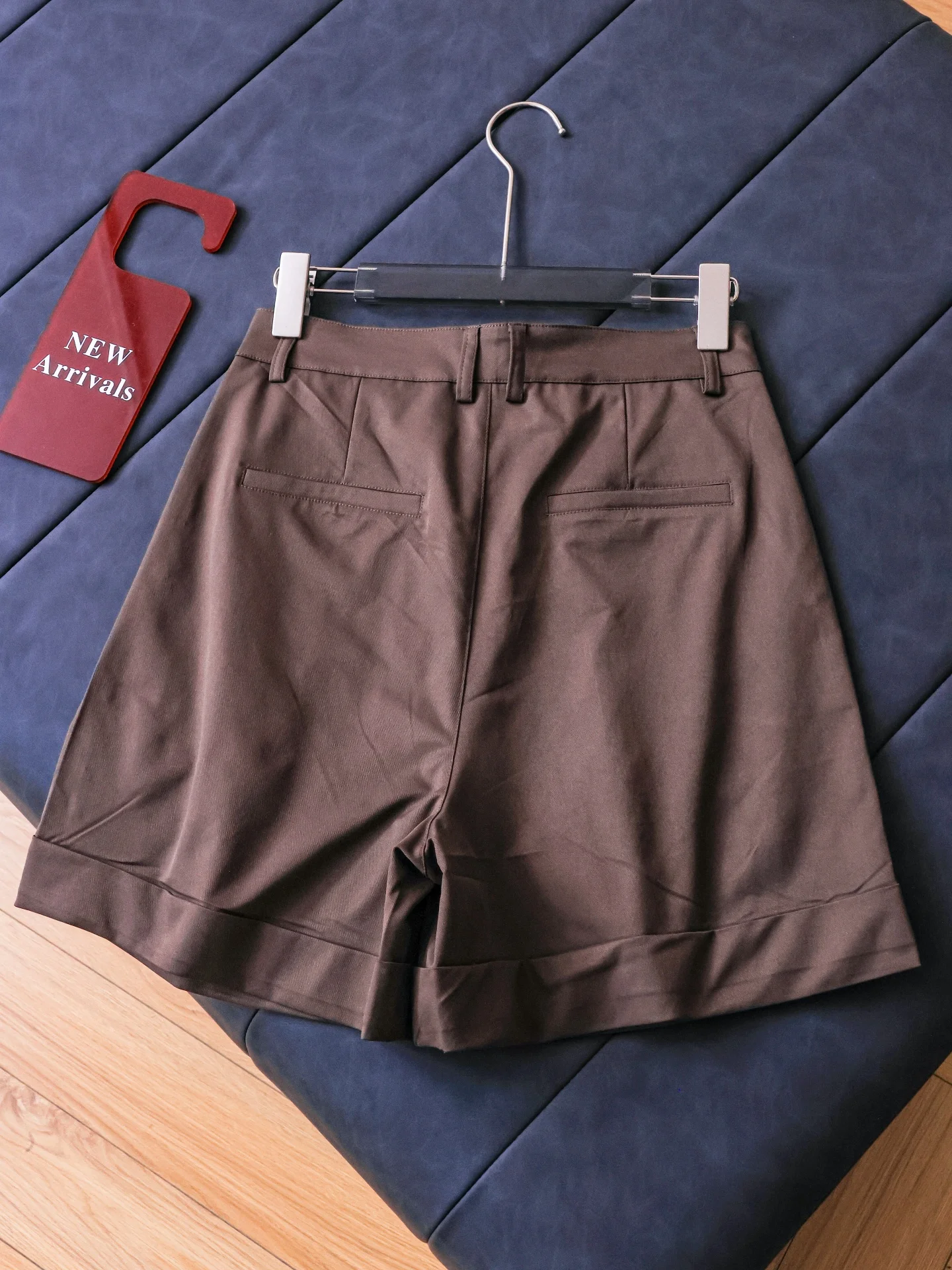 Retro High Waist Cuffed Suit Shorts Pure Color Slimming A-Line Wide Leg Pants Casual Women's Pants Breathable Comfortable