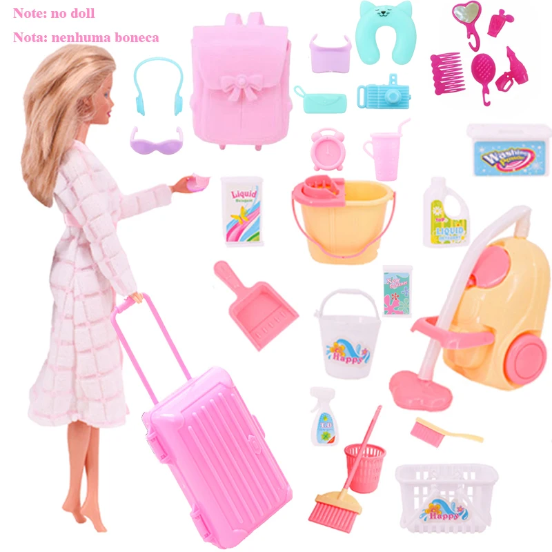 Mini Furniture Washing& Travel Machine Home Sleeping Dress Set for 11.5inch doll Accessories For Children Play House Toys Gift