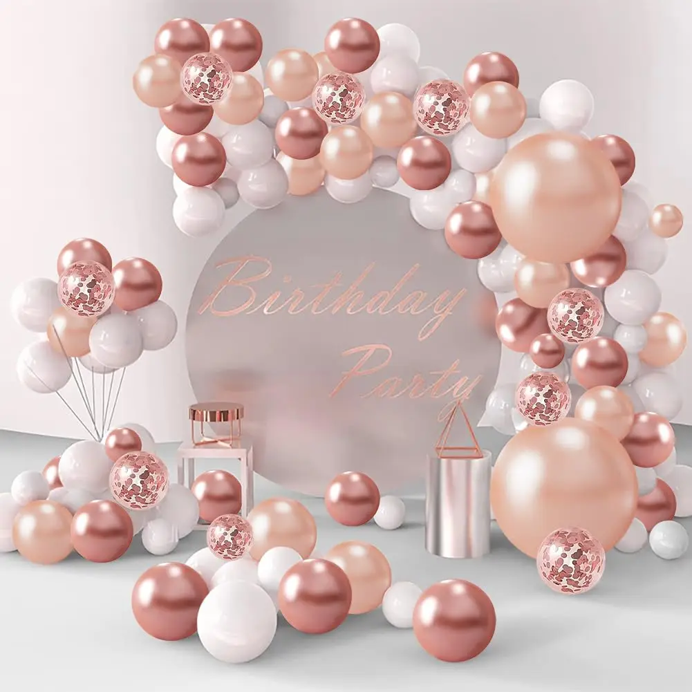 97pcs Rose Gold Balloon Arch Kit. Rose Gold White Decoration for Birthday baby shower Bridal shower Wedding Decoration