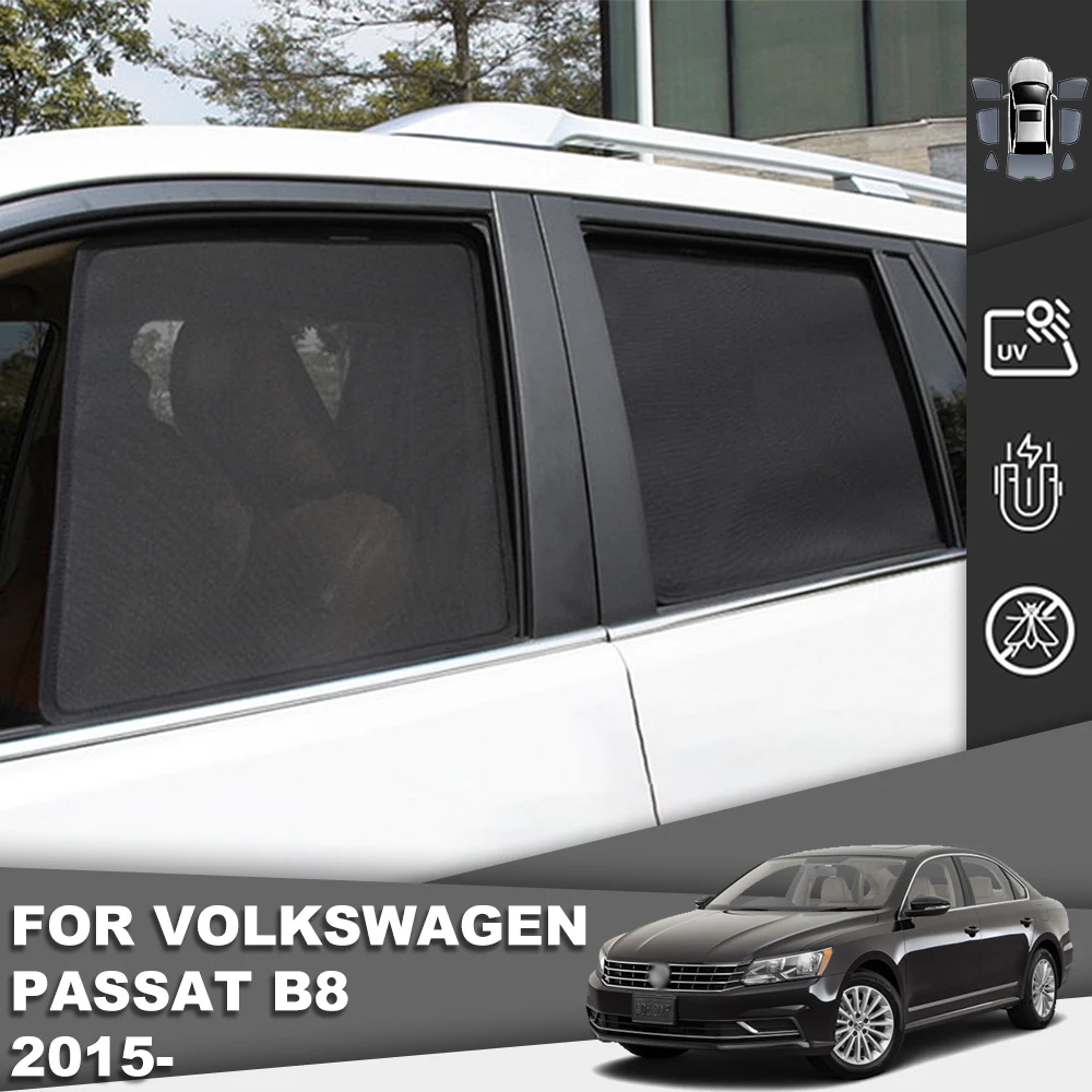 폭스바겐 VW 파사트 B8 세단 2014-2022 용 마그네틱 자동차 차양 전면 후면 윈드실드 메쉬 프레임 커튼 측면 창문 태양 쉐이드